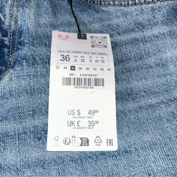 Zara High Rise Mom Leg Ankle Jeans Size 4 NEW - Picture 5 of 5